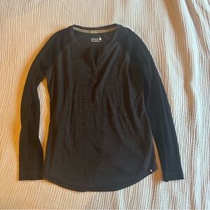 Black and Gray Long Sleeve SmartWool Henley Shirt